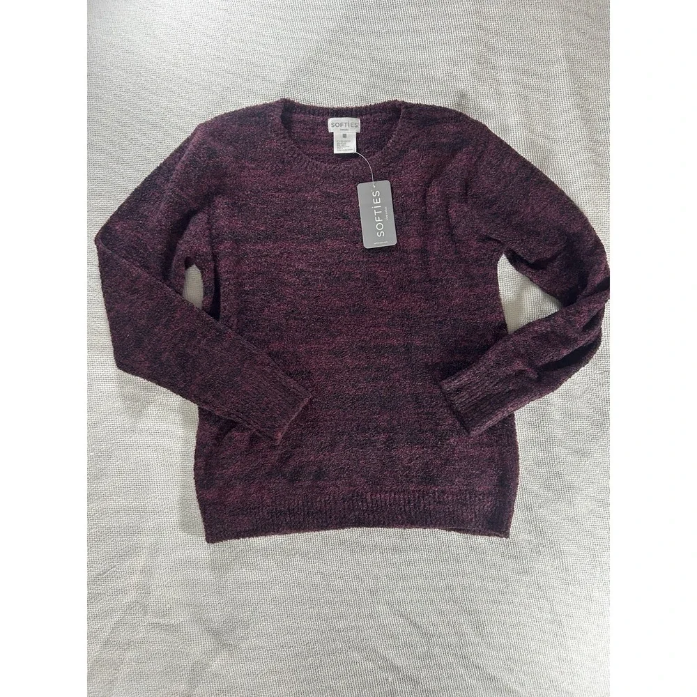 Softies NWT Waffle Marshmallow Crew Neck Sweater PJ Top Size Small Lounge Purple
